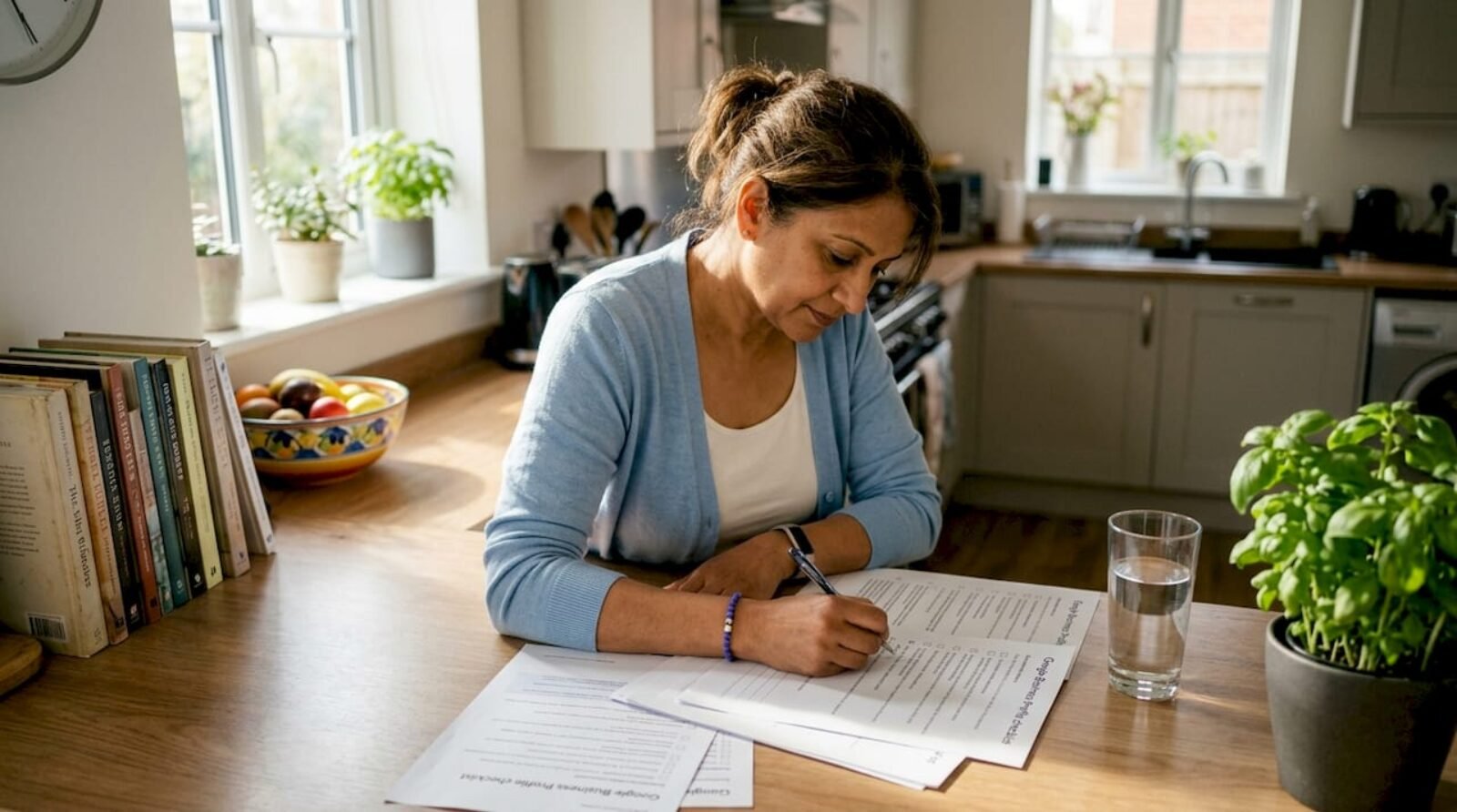 Woman completing local SEO profile checklist