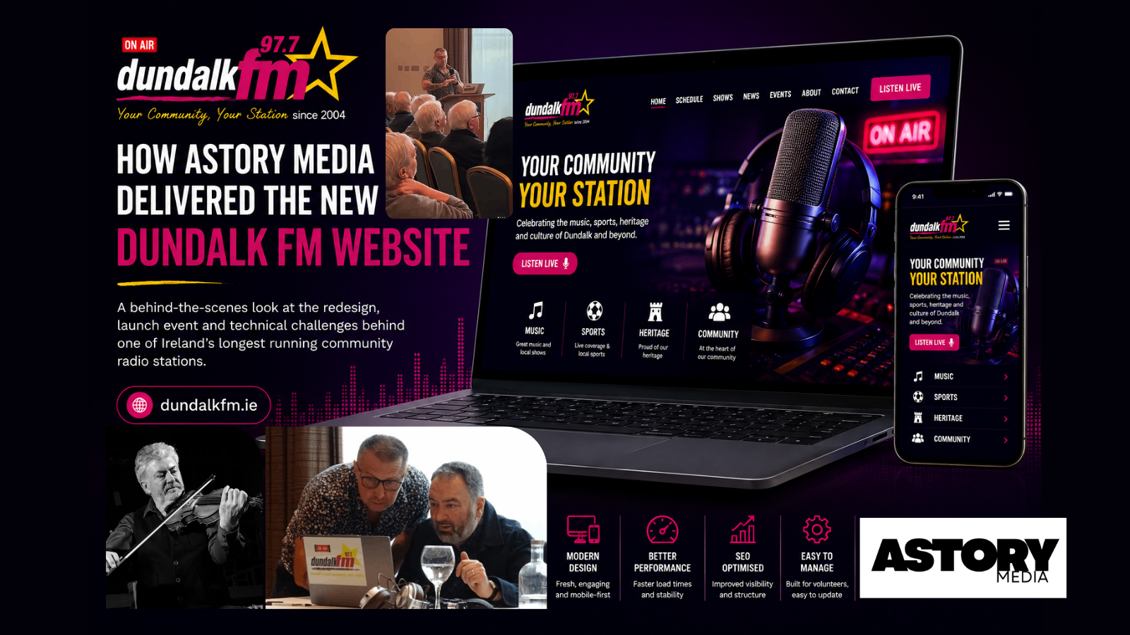 Dundalk FM branded digital presence created by Astory Media