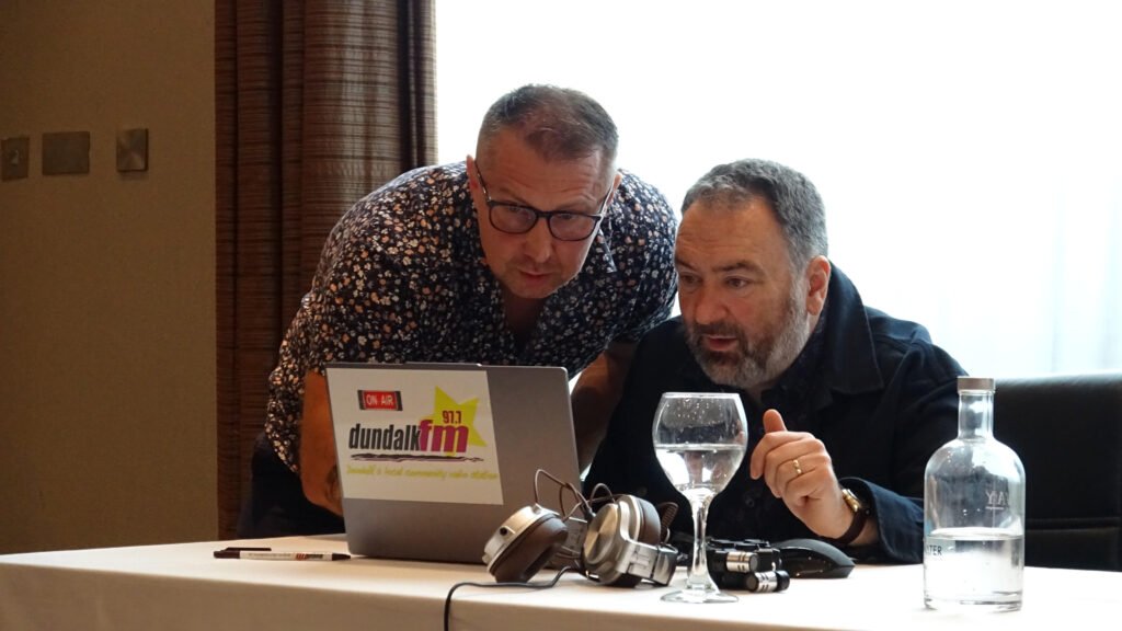 zane vondracek and alan byrne talking about radio website dundalk fm 97.7