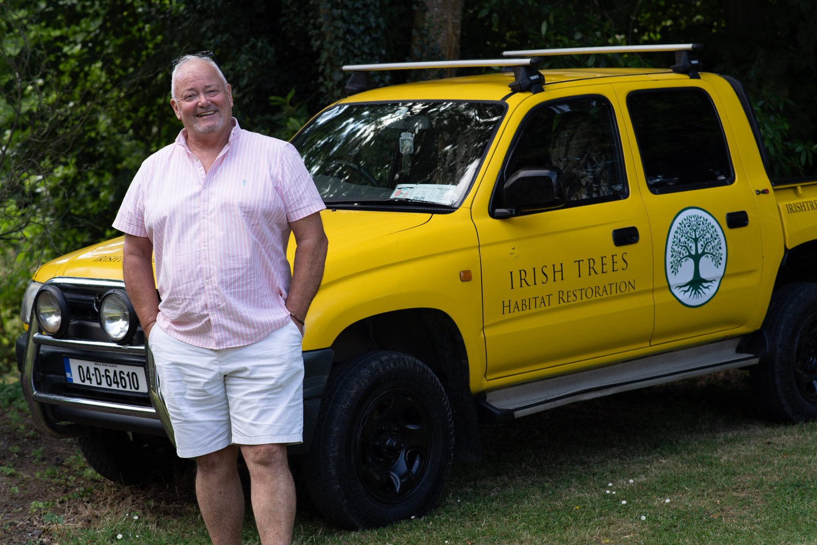 Bob Hamilton photographed with the Irish Trees branded vehicle