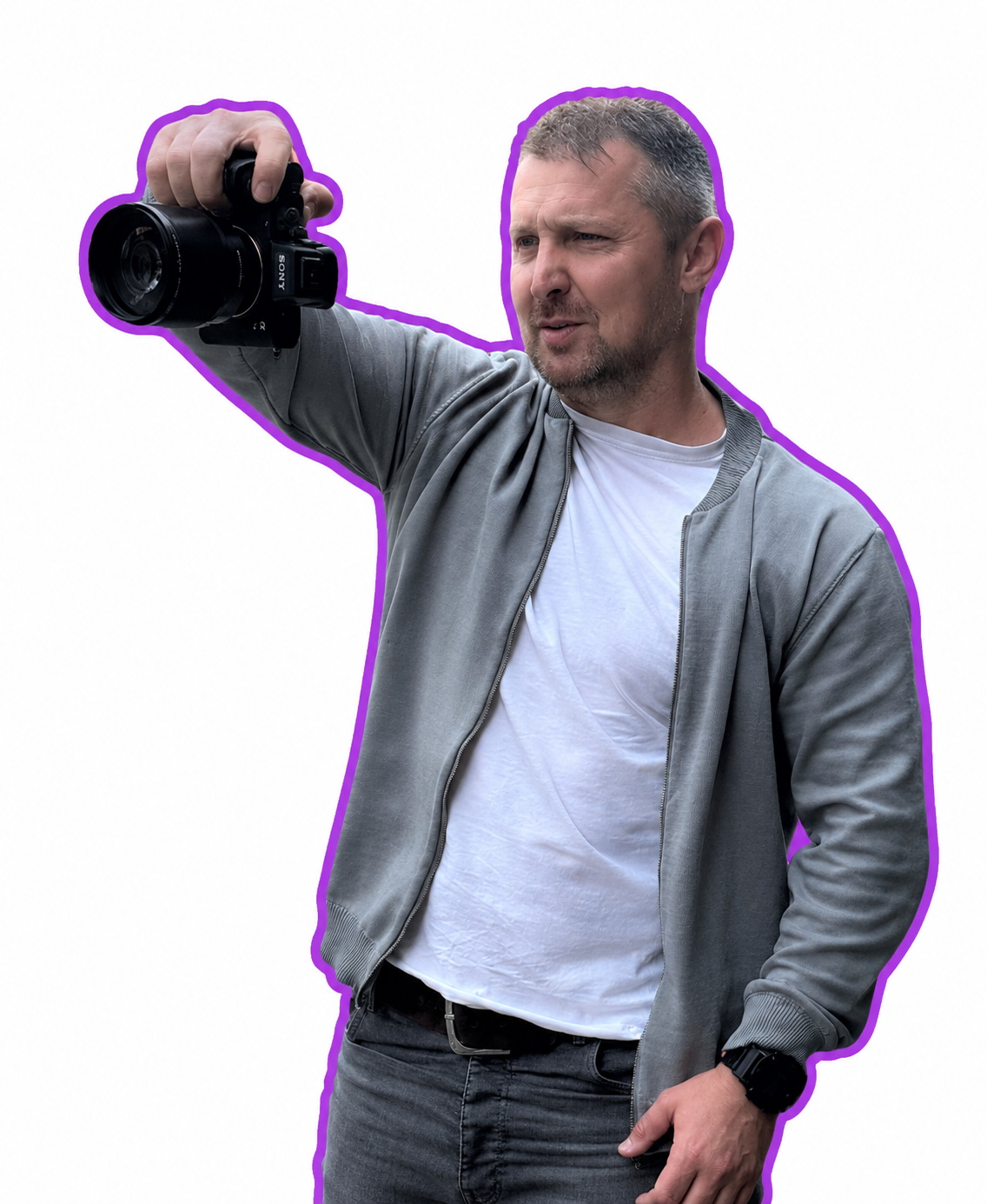 Zane from Astory Media holding a professional camera